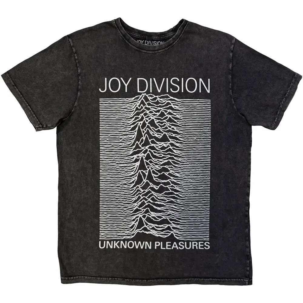 Unisex Stone Wash T-Shirt: Unknown Pleasures (Charcoal Grey)