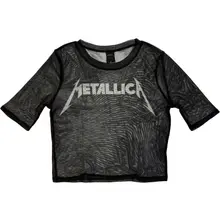 Ladies Mesh Crop Top: Logo (Black) thumbnail
