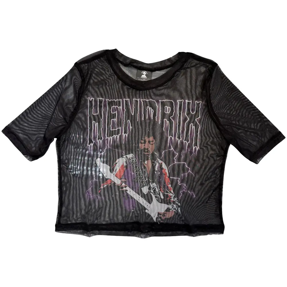Ladies Mesh Crop Top: Lightning (Black)