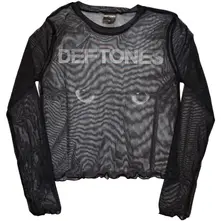 Ladies Long Sleeve Mesh Crop Top: Sphynx (Black) thumbnail