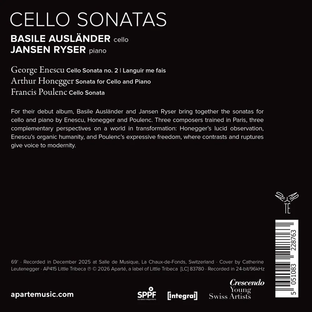 ENESCU, HONEGGER, POULENC: CELLO SONATAS
