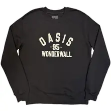 Crewneck Unisex Sweatshirt: Wonderwall Varsity (Charcoal Grey) (Ex-Tour)