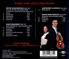 MUSIC FOR VIOLA AND PIANO BY SHOSTAKOVICH, STRAVINKSY, GLAZUNOV thumbnail