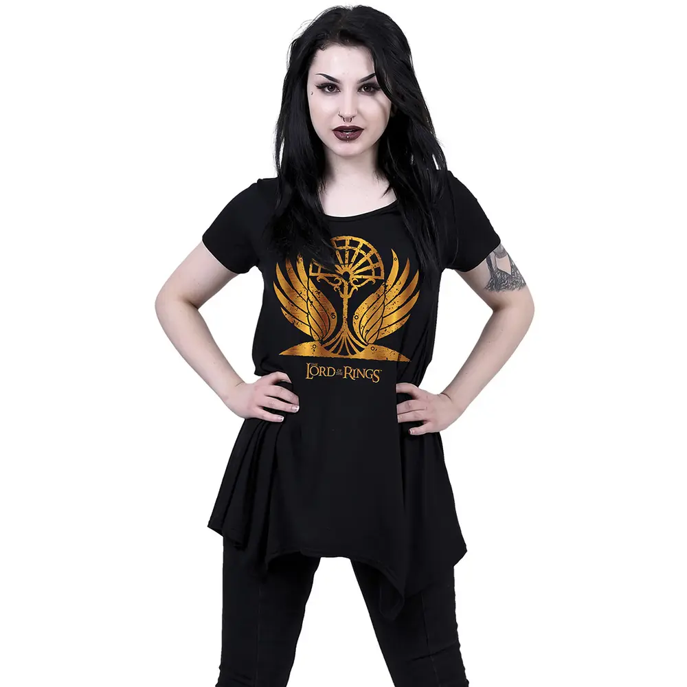 Lord of the Rings – Golden Wings (Černá, Dámské, Smock Tunic Casual Top) (Tričko)