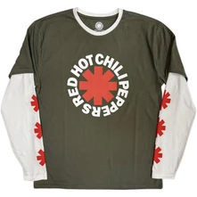 Tričko s dlhým rukávom Unisex 2 In 1 Layered Long Sleeve T-Shirt: Classic Asterisk (Green & White) (Sleeve Print)