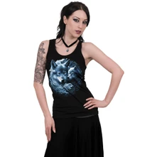 Ladies Razor Back Vest T-Shirt: Wolf Guardian (Black) thumbnail