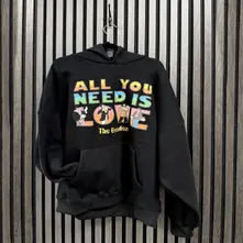 Ladies Unplugged Pullover Hoodie: AYNIL Stacked (Black) thumbnail