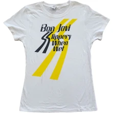 Bon Jovi, Tričko Slippery When Wet, Unisex, Biela