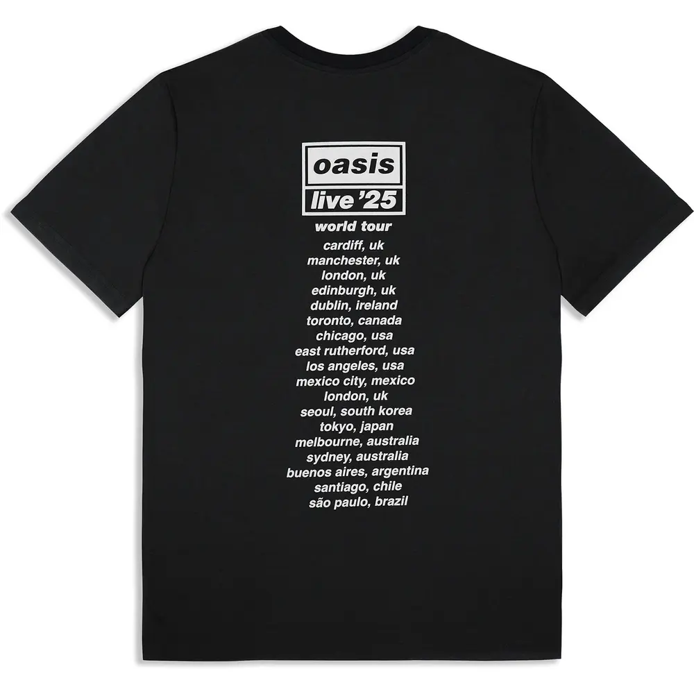 Unisex T-Shirt: Wonderwall Live 25 World Tour (Black) (Back Print & Ex-Tour)