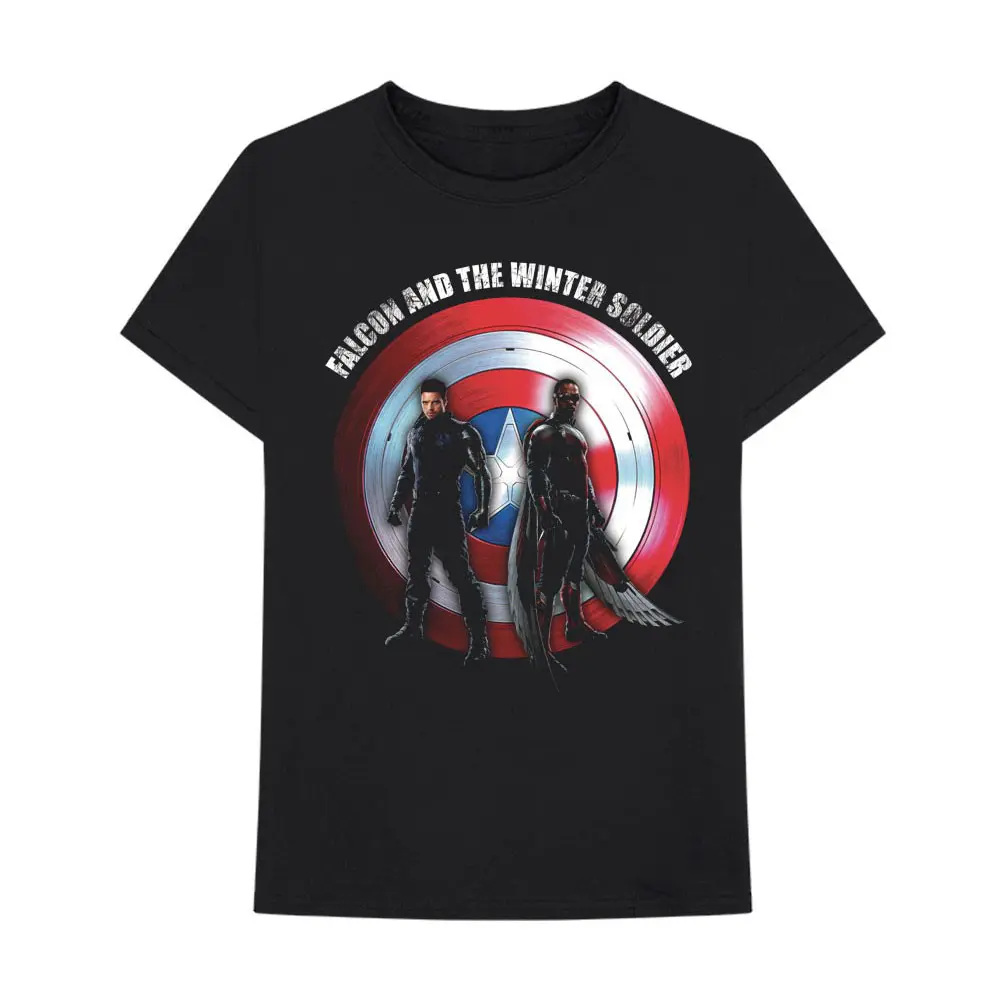 Falcon & Winter Soldier Shield Logo (Negru) (Tricou)
