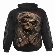 Unisex Pullover Hoodie: Rock Santa (Black) (Back & Sleeve Print) thumbnail