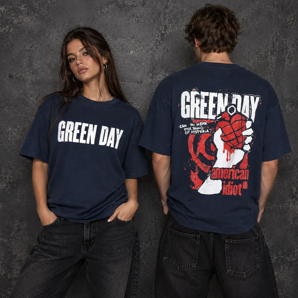 Unisex Unplugged T-Shirt: American Idiot Grenade (Navy Blue) (Back Print)