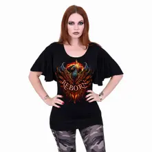 Ladies Latin Boatneck Top: Ashes Reborn (Black) thumbnail
