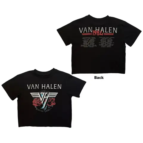 Ladies Crop Top: '84 Tour (Black) (Back Print)
