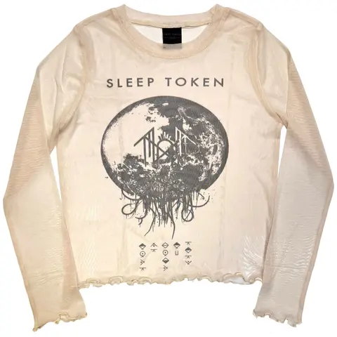 Ladies Long Sleeve Mesh Crop Top: Take Me Back To Eden (Natural)
