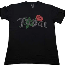 2Pac, Tričko Rose Logo, Unisex, Čierna