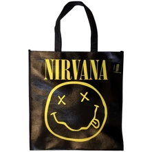 Taška Eco Shopper: Yellow Happy Face (Black) (Back Print)