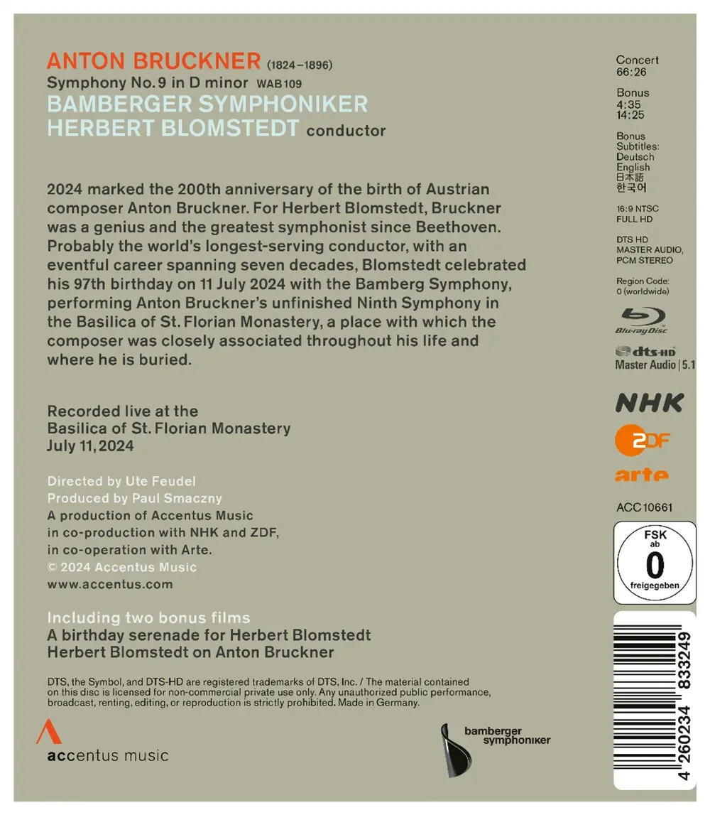 Herbert Blomstedt – ANTON BRUCKNER: SYMPHO... (Blu-ray)