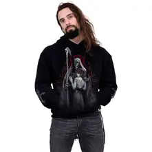 Unisex Pullover Hoodie: Dead Kiss (Black) (Back & Sleeve Print) thumbnail