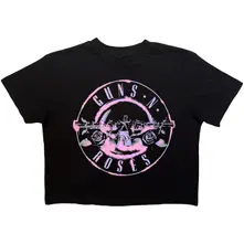 Ladies Crop Top: Pink Bullet (Black)