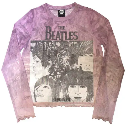 Ladies Long Sleeve Mesh Crop Top: Revolver (Pink)
