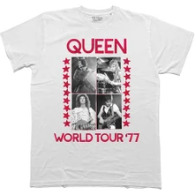 Queen, Tričko World Tour 77, Unisex, Biela