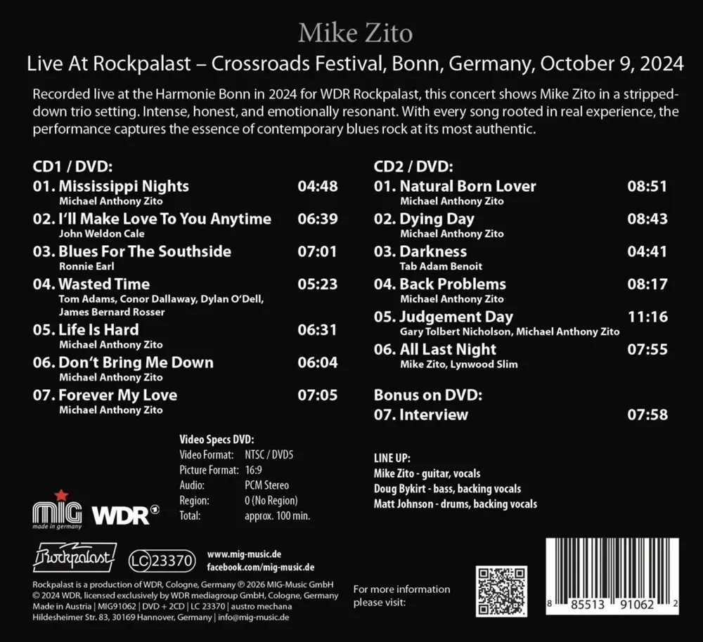 Mike Zito – LIVE AT ROCKPALAST 2024 (CD)