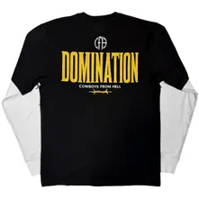 Unisex Layered Long Sleeve T-Shirt: Texas To Domination (Black & White) (Back &Sleeve Print) thumbnail