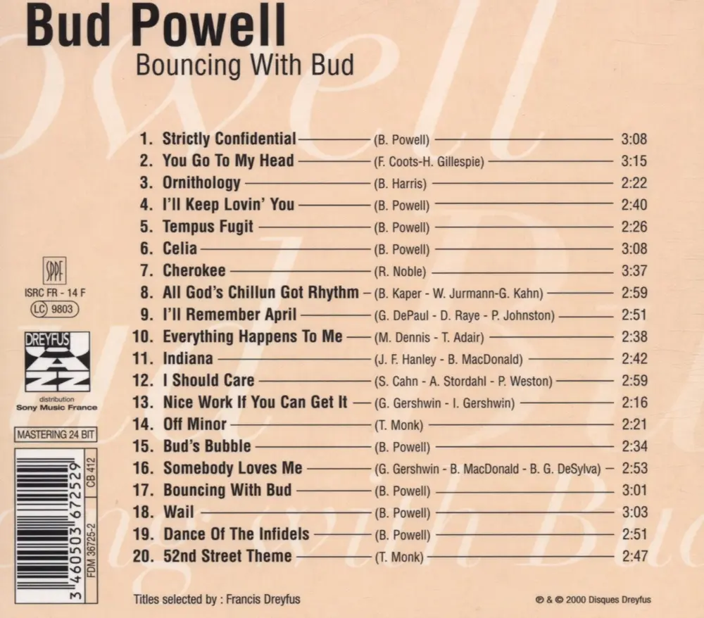 Bud Powell – BOUNCING WITH BUD (CD)