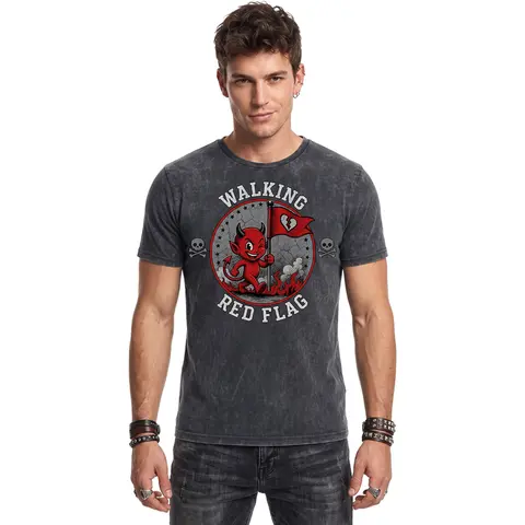 Spiral – Tričko Red Flag (Multi-color, Acid Wash T-Shirt), Unisex, Multi-color