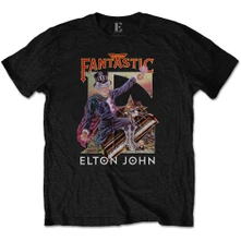 Elton John, Tričko Captain Fantastic, Unisex, Čierna