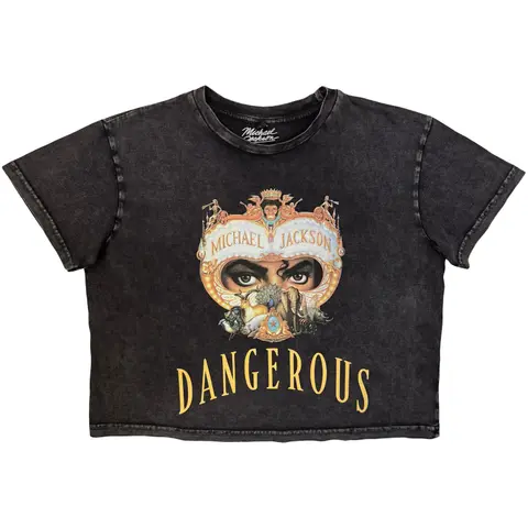 Ladies Stone Wash Crop Top: Dangerous (Charcoal Grey)