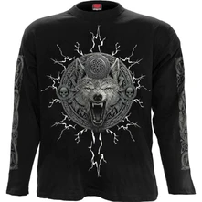 Tričko s dlhým rukávom Unisex Long Sleeve T-Shirt: Valhalla (Black) (Back & Sleeve Print)