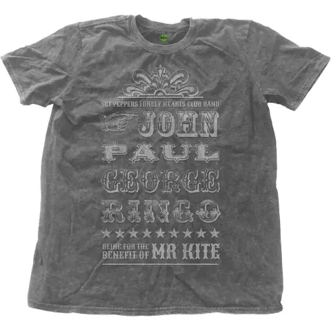 The Beatles – Tričko Mr Kite Snow Wash (Šedá), Unisex, Šedá