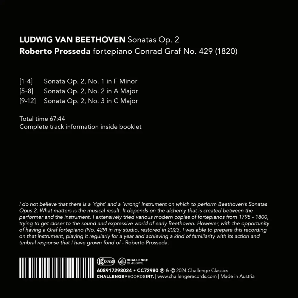 Roberto Prosseda – LUDWIG VAN BEETHOVEN: SONATAS OP. 2 (CD)