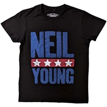 Neil Young, Tričko Stars Logo, Unisex, Čierna