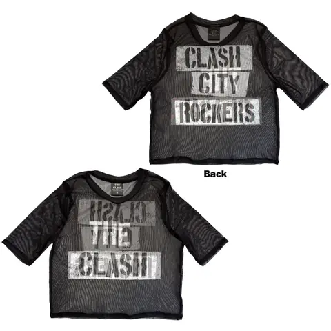 Ladies Mesh Crop Top: City Rockers (Black) (Front & Back)