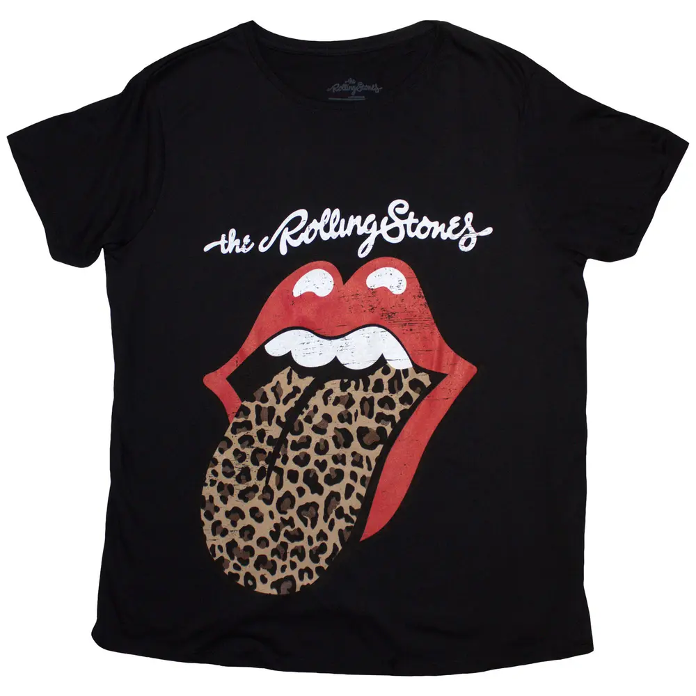 Ladies T-Shirt: Leopard Print Tongue (Black)