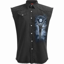 Košeľa Unisex Worker Shirt: Grim Rocker (Black) (Back Print)