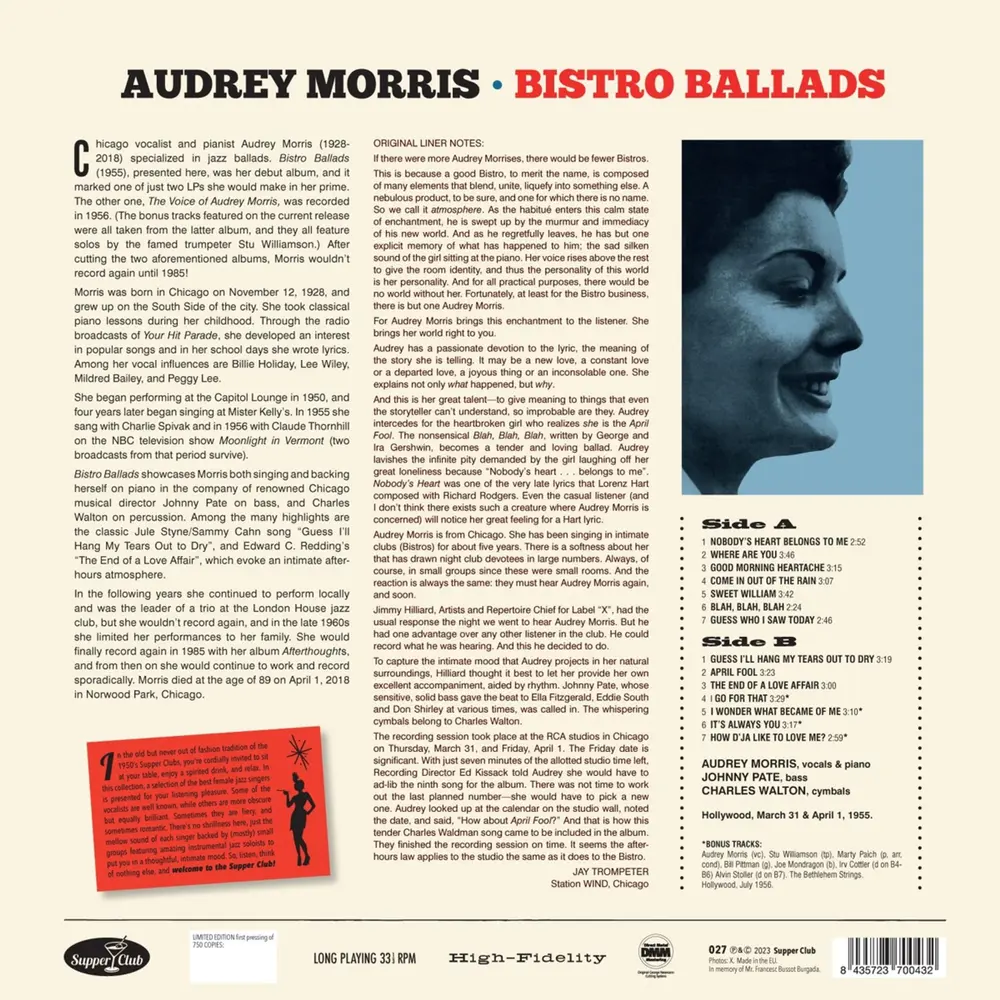 Audrey Morris – BISTRO BALLADS (Vinyl)