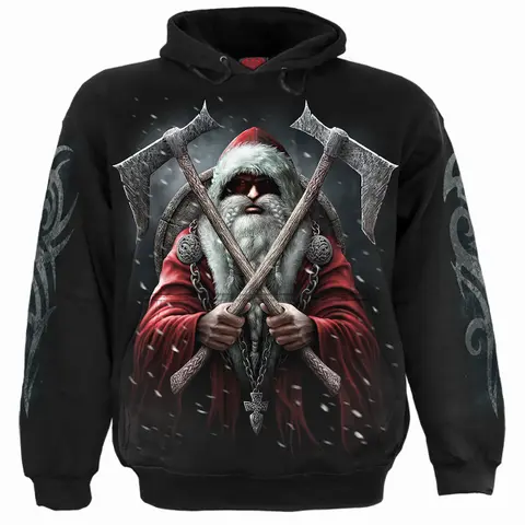 Unisex Pullover Hoodie: Sleigher (Black) (Back & Sleeve Print)