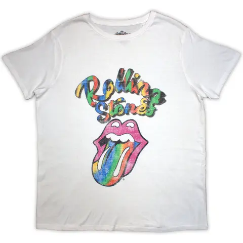 Ladies T-Shirt: Multicolour Tongue (White)
