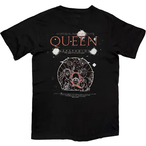 Queen – Tričko Budapest Iconic Poster Crest (Čierna), Unisex, Čierna
