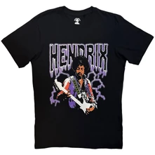 Jimi Hendrix, Tričko Lightning, Unisex, Čierna