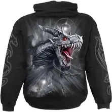 Unisex Pullover Hoodie: Dragon's Cry (Black) (Back & Sleeve Print) thumbnail