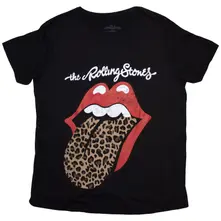 Ladies T-Shirt: Leopard Print Tongue (Black) thumbnail