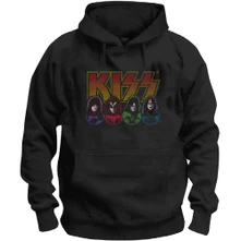 Kiss, Mikina Logo, Faces & Icons, Unisex, Čierna