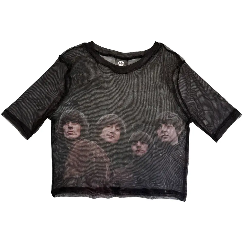 Ladies Mesh Crop Top: Rubber Soul (Black)