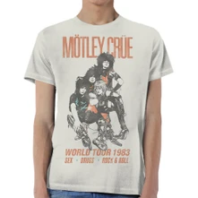 Motley Crue, Tričko World Tour Vintage, Unisex, Biela