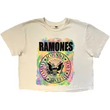 Croptop Ladies Stone Wash Crop Top: Painted Seal (White)